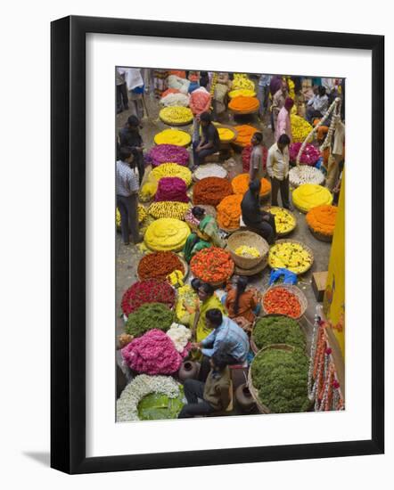 Flower Necklace Sellers in City Market, Bengaluru, Karnataka State, India-Marco Cristofori-Framed Photographic Print