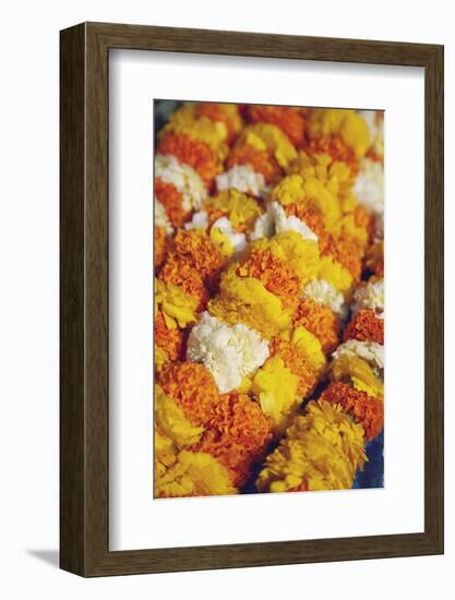 Flower Offerings at Temple, Kathmandu, Nepal, Asia-Ian Trower-Framed Photographic Print