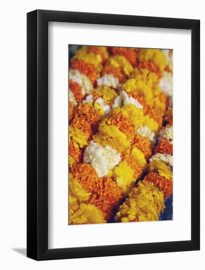 Flower Offerings at Temple, Kathmandu, Nepal, Asia-Ian Trower-Framed Photographic Print