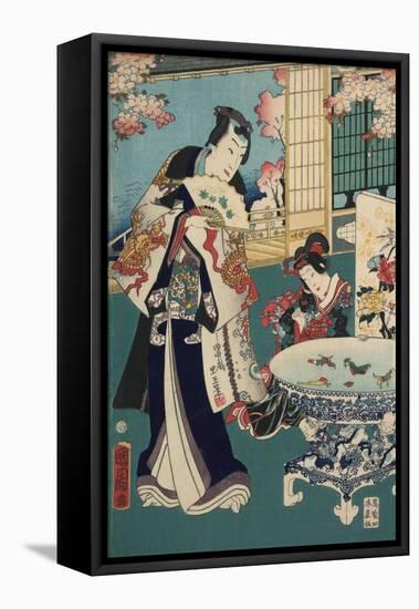 Flower Performance-Toyohara Kunichika-Framed Premier Image Canvas