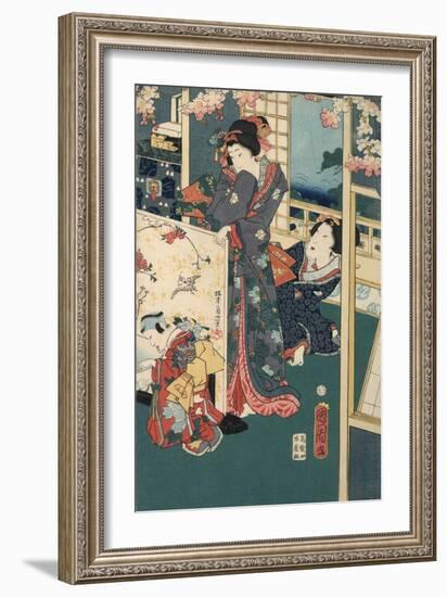 Flower Performance-Toyohara Kunichika-Framed Giclee Print