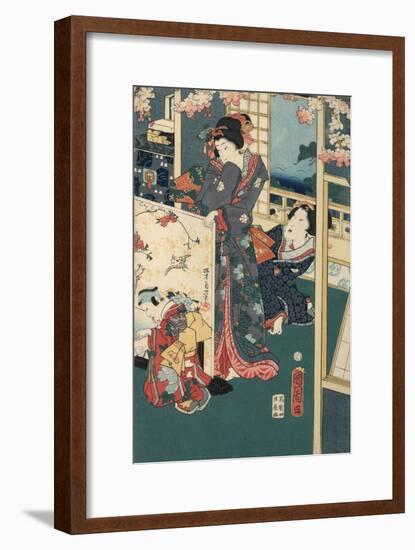 Flower Performance-Toyohara Kunichika-Framed Giclee Print