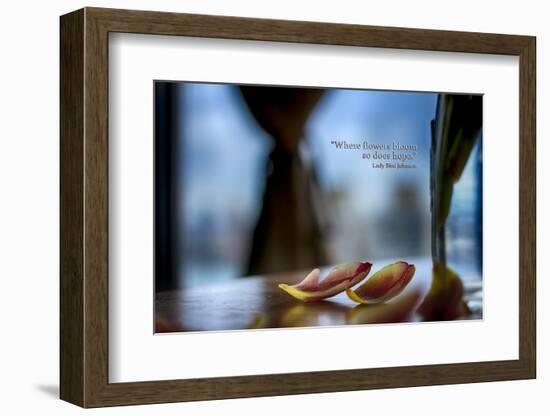 Flower petals on a counter top with Lady Bird Johnson Quote-null-Framed Photographic Print