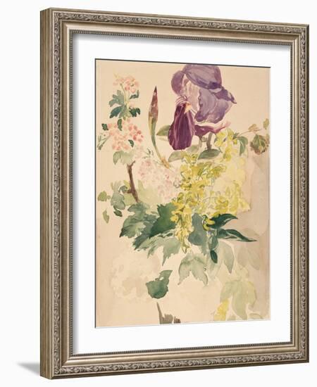 Flower Piece with Iris, Laburnum, and Geranium, 1880-Edouard Manet-Framed Giclee Print