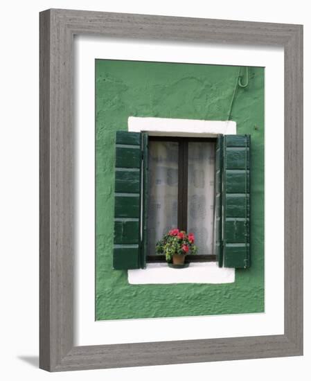 Flower Pot on Window Sill, Burano, Venice, Veneto, Italy-Sergio Pitamitz-Framed Photographic Print