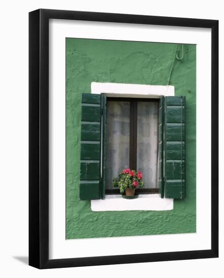 Flower Pot on Window Sill, Burano, Venice, Veneto, Italy-Sergio Pitamitz-Framed Photographic Print