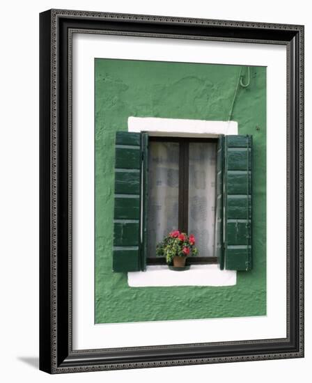 Flower Pot on Window Sill, Burano, Venice, Veneto, Italy-Sergio Pitamitz-Framed Photographic Print