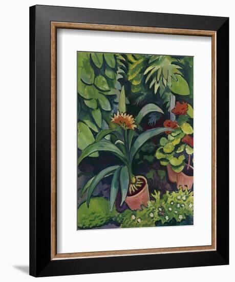 Flower Pots in a Garden: Bush Lilies and Pelargonidin, 1911-Auguste Macke-Framed Giclee Print