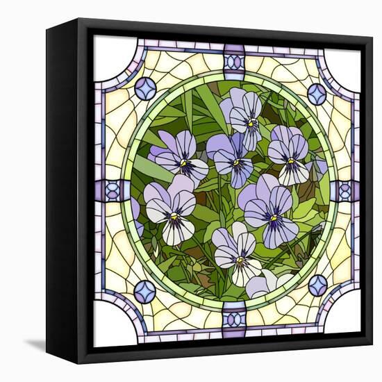 Flower Purple Pansies-Vertyr-Framed Stretched Canvas