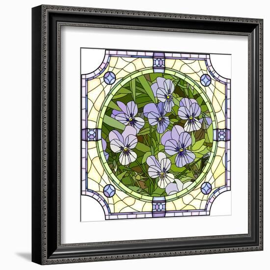 Flower Purple Pansies-Vertyr-Framed Art Print