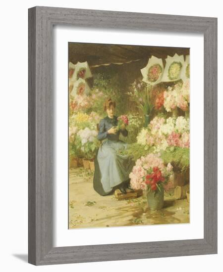 Flower Seller Behind the Madelaine Church-Victor Gabriel Gilbert-Framed Giclee Print