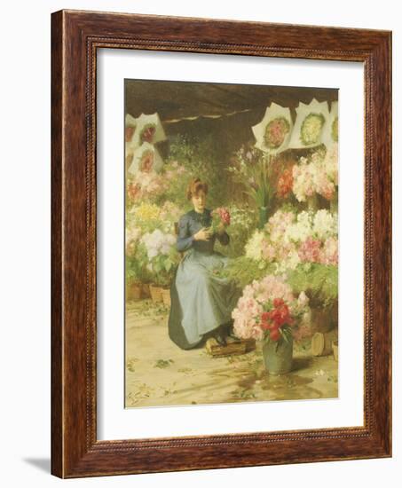 Flower Seller Behind the Madelaine Church-Victor Gabriel Gilbert-Framed Giclee Print