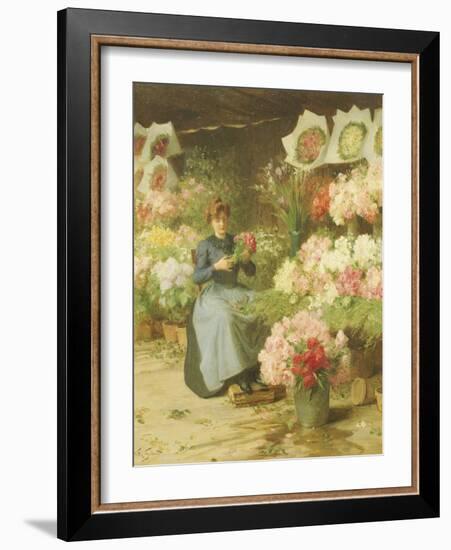 Flower Seller Behind the Madelaine Church-Victor Gabriel Gilbert-Framed Giclee Print