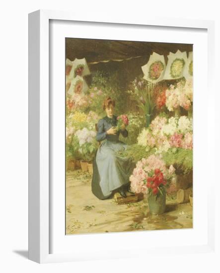 Flower Seller Behind the Madelaine Church-Victor Gabriel Gilbert-Framed Giclee Print