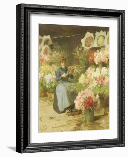 Flower Seller Behind the Madelaine Church-Victor Gabriel Gilbert-Framed Giclee Print