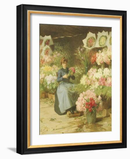 Flower Seller Behind the Madelaine Church-Victor Gabriel Gilbert-Framed Giclee Print