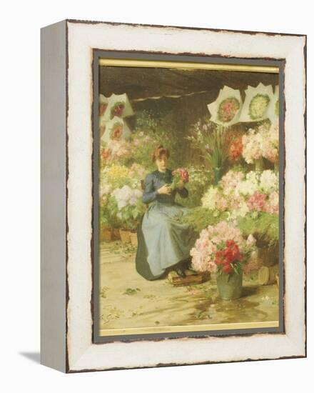 Flower Seller in Front of the Madeleine Church-Victor Gabriel Gilbert-Framed Premier Image Canvas