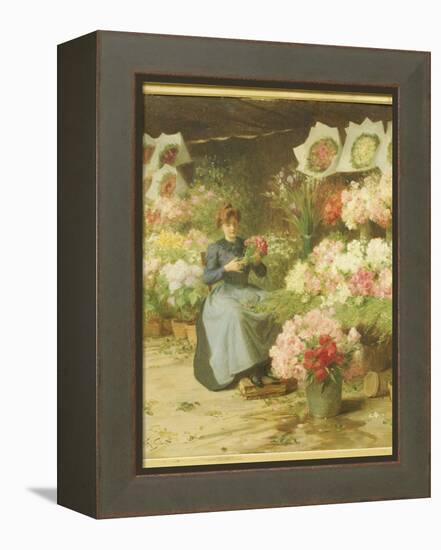 Flower Seller in Front of the Madeleine Church-Victor Gabriel Gilbert-Framed Premier Image Canvas