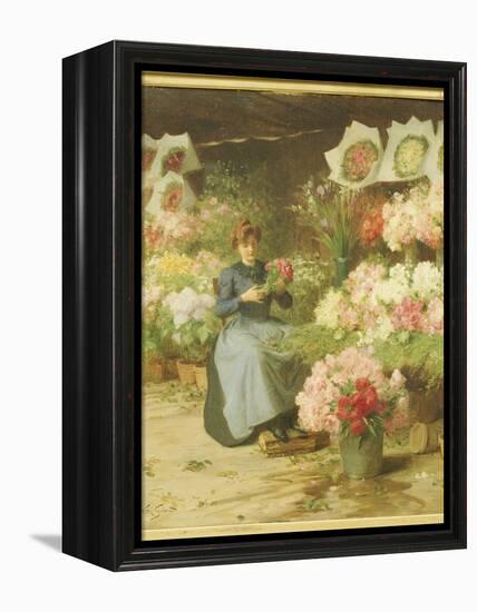 Flower Seller in Front of the Madeleine Church-Victor Gabriel Gilbert-Framed Premier Image Canvas