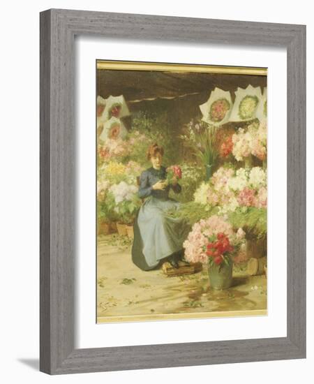 Flower Seller in Front of the Madeleine Church-Victor Gabriel Gilbert-Framed Giclee Print