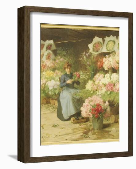 Flower Seller in Front of the Madeleine Church-Victor Gabriel Gilbert-Framed Giclee Print