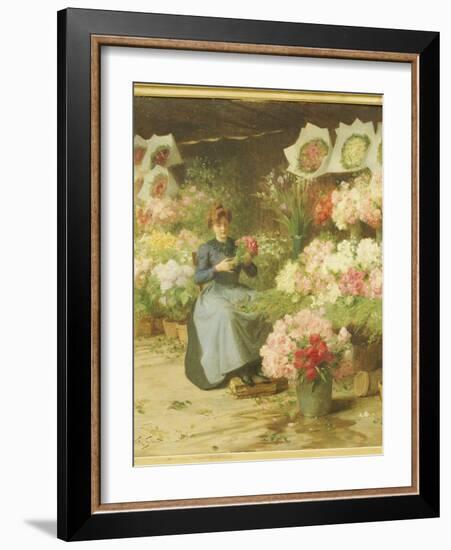 Flower Seller in Front of the Madeleine Church-Victor Gabriel Gilbert-Framed Giclee Print