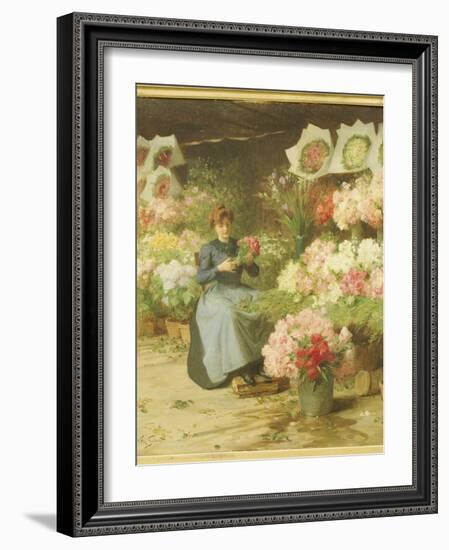 Flower Seller in Front of the Madeleine Church-Victor Gabriel Gilbert-Framed Giclee Print