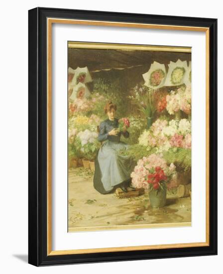 Flower Seller in Front of the Madeleine Church-Victor Gabriel Gilbert-Framed Giclee Print