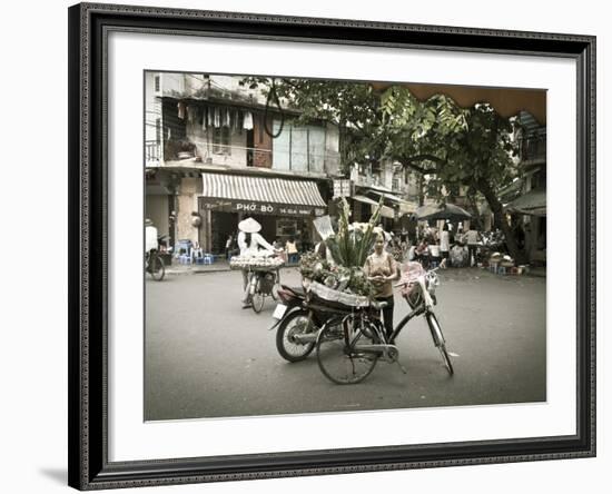 Flower Seller in the Old Quarter, Hanoi, Vietnam-Jon Arnold-Framed Photographic Print