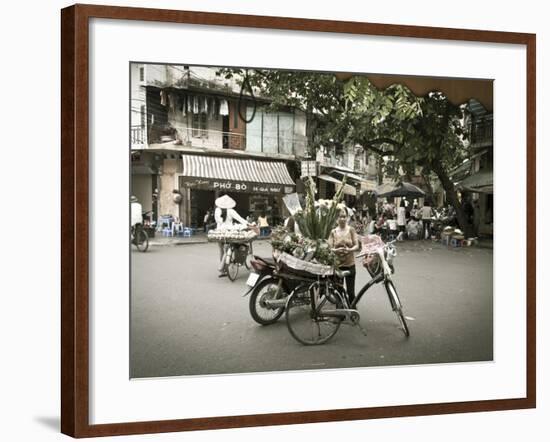 Flower Seller in the Old Quarter, Hanoi, Vietnam-Jon Arnold-Framed Photographic Print