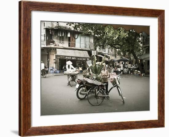 Flower Seller in the Old Quarter, Hanoi, Vietnam-Jon Arnold-Framed Photographic Print