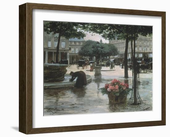 Flower Seller near the Louvre, Paris-Victor Gilbert-Framed Giclee Print