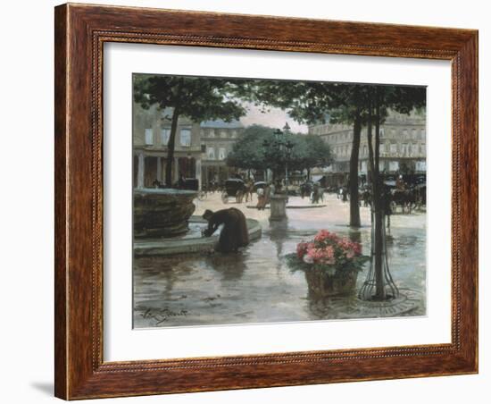 Flower Seller near the Louvre, Paris-Victor Gilbert-Framed Giclee Print