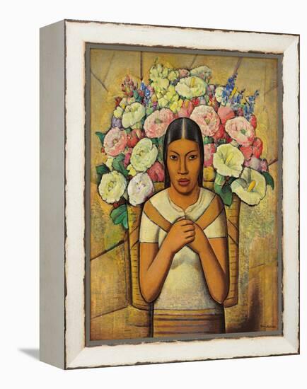 Flower Seller; Vendedora De Flores, C.1934 (Oil on Canvas)-Alfredo Ramos Martinez-Framed Premier Image Canvas