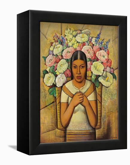 Flower Seller; Vendedora De Flores, C.1934 (Oil on Canvas)-Alfredo Ramos Martinez-Framed Premier Image Canvas