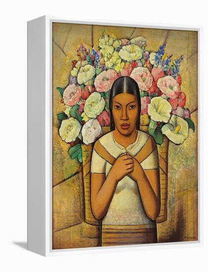 Flower Seller; Vendedora De Flores, C.1934 (Oil on Canvas)-Alfredo Ramos Martinez-Framed Premier Image Canvas