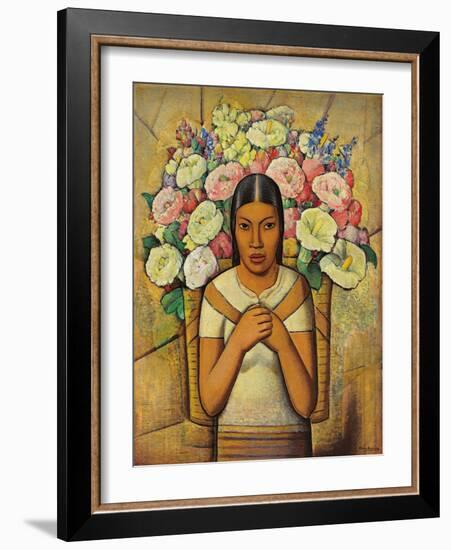 Flower Seller; Vendedora De Flores, C.1934 (Oil on Canvas)-Alfredo Ramos Martinez-Framed Giclee Print