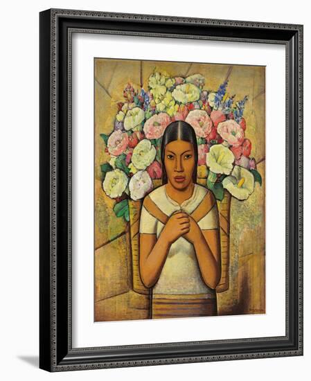 Flower Seller; Vendedora De Flores, C.1934 (Oil on Canvas)-Alfredo Ramos Martinez-Framed Giclee Print