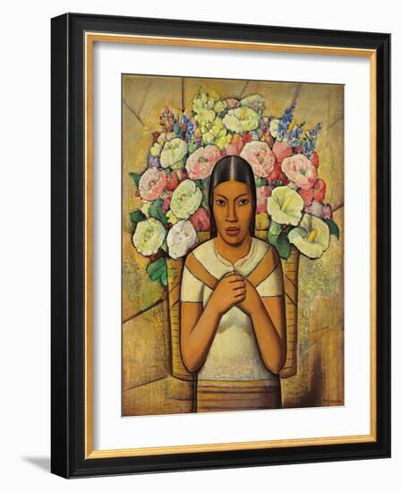 Flower Seller; Vendedora De Flores, C.1934 (Oil on Canvas)-Alfredo Ramos Martinez-Framed Giclee Print