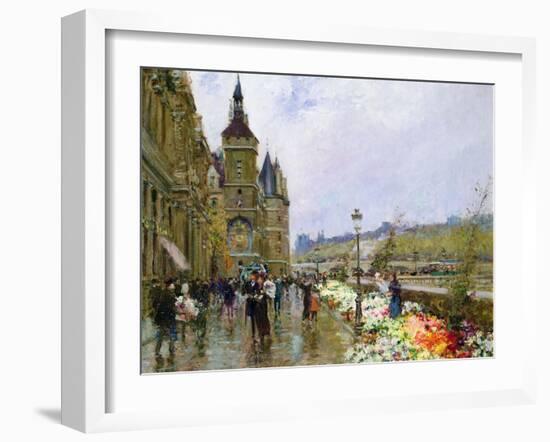 Flower Sellers by the Seine-Georges Stein-Framed Giclee Print