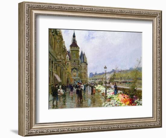 Flower Sellers by the Seine-Georges Stein-Framed Giclee Print