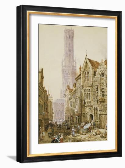 Flower Sellers in Bruges-Louise J. Rayner-Framed Giclee Print