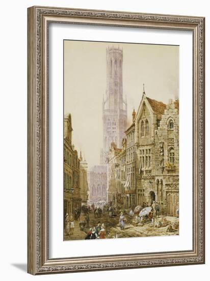 Flower Sellers in Bruges-Louise J. Rayner-Framed Giclee Print