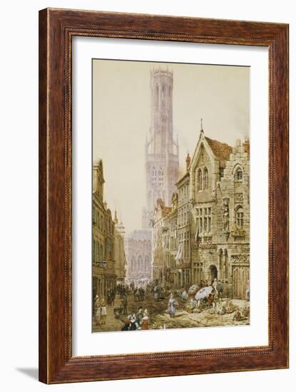 Flower Sellers in Bruges-Louise J. Rayner-Framed Giclee Print