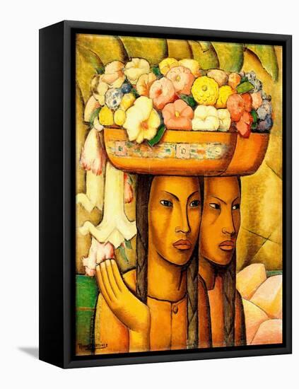 Flower Sellers, (Oil on Canvas)-Alfredo Ramos Martinez-Framed Premier Image Canvas