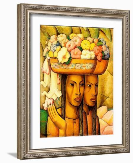 Flower Sellers, (Oil on Canvas)-Alfredo Ramos Martinez-Framed Giclee Print