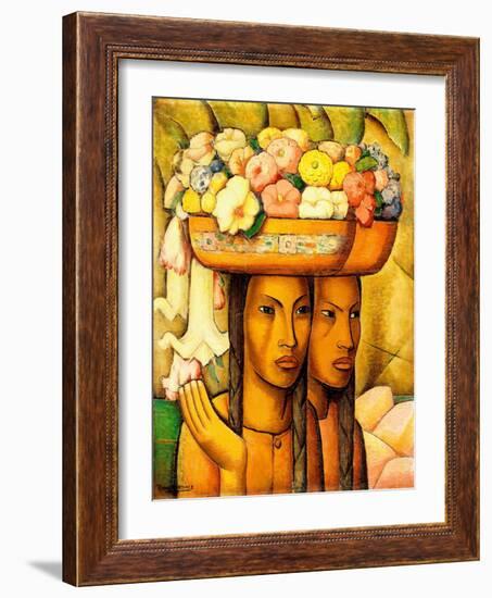 Flower Sellers, (Oil on Canvas)-Alfredo Ramos Martinez-Framed Giclee Print