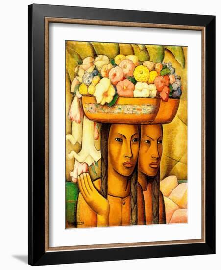 Flower Sellers, (Oil on Canvas)-Alfredo Ramos Martinez-Framed Giclee Print