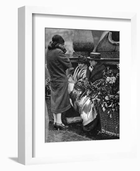 Flower Sellers, Piccadilly Circus, London, 1926-1927-null-Framed Giclee Print