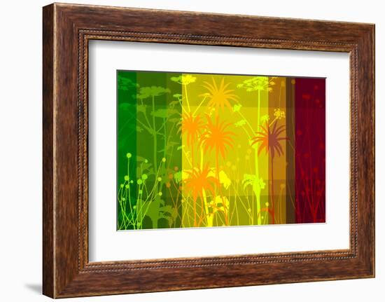 Flower Shades Green Yellow Red-Cora Niele-Framed Photographic Print